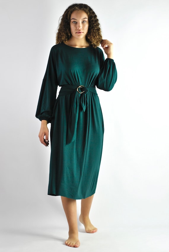 emerald green casual dress