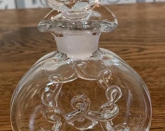 Frasco de colonia Heisey Lariat con tapón, de vidrio transparente.