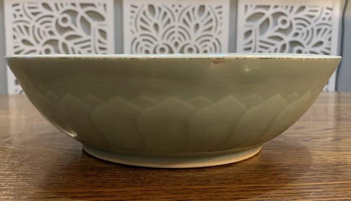 Celadon Goldfish Round Vegetable Serving Bowl Made in China