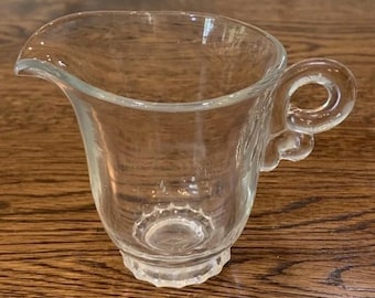 Jarra para crema Heisey de vidrio transparente de 8,25 cm de alto, con capacidad para 85 ml (3 oz) - Vintage