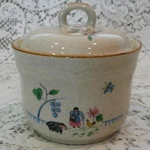 International China Stoneware Sugar Bowl with Lid