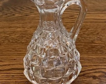 Vintage Fostoria American Clear Glass Cruet Cubist Pattern No Stopper 5 1/8"