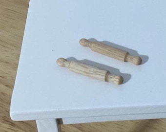 Miniature Set of Two Wooden Rolling Pins, 1:12 Scale