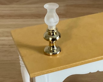 Miniature Brass Oil Lamp Non-Working, 1:12 Scale