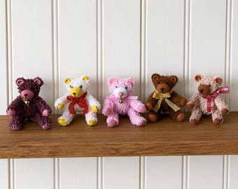 Miniature Sitting Teddy Bear - Multiple Colors, 1:12 Scale
