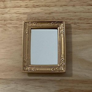 Dollhouse Miniature Rectangle Mirror with a "Gold" Finish 1:12 Scale