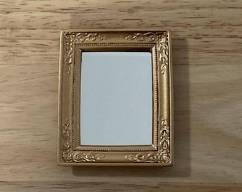 Miniature Rectangle Mirror with a "Gold" Finish 1:12 Scale