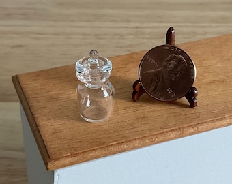Miniature Small Glass Jar with Lid, 1:12 Scale