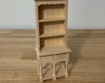Miniature Unfinished Cabinet/Hutch - Kitchen or Dining, 1:12 Scale