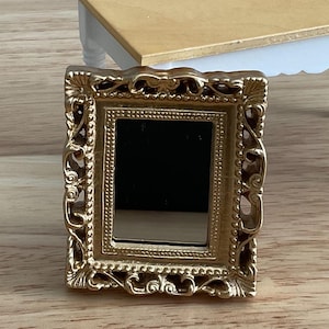 Dollhouse Miniature Rectangle Mirror with a "Gold" Finish 1:12 Scale