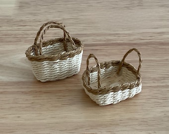 Miniature Wicker Woven Basket - Oval or Rectangle, 1:12 Scale