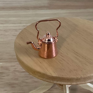 Miniature Copper Tea Kettle with Lid, 1:12 Scale