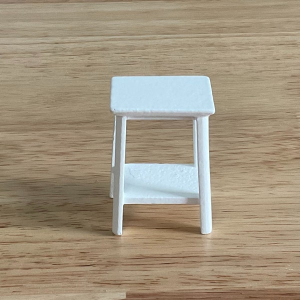 Dollhouse Miniature White Fern or Plant Stand, Side or End Table 1:12 Scale