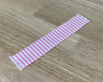 Handmade Dollhouse Miniature Pink and White Stripe Table Runner, 1:12 Scale
