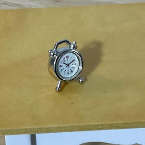 Miniature Silver Alarm Clock, 1:12 Scale