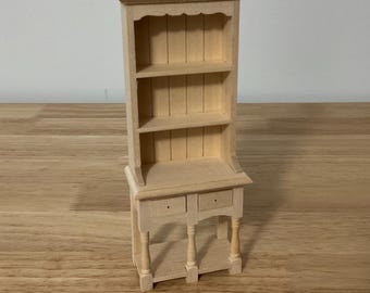 Miniature Hutch - Unfinished Wood, 1:12 Scale