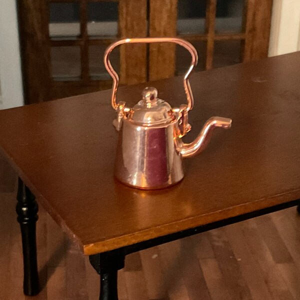 Dollhouse Miniature Copper Tea Kettle Stovetop Kitchen 1:12 Scale