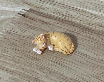 Miniature Ginger Sleeping Tabby Cat 1:12 Scale