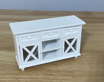 Miniature Ashley White Buffet or Server Table 1:12 Scale