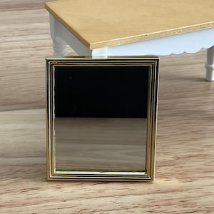 Dollhouse Miniature Large Rectangle Mirror with a "Gold" Finish 1:12 Scale