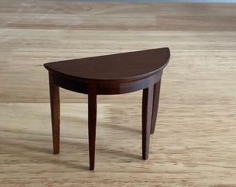Miniature Walnut Half Table, Side or End Table, 1:12 Scale