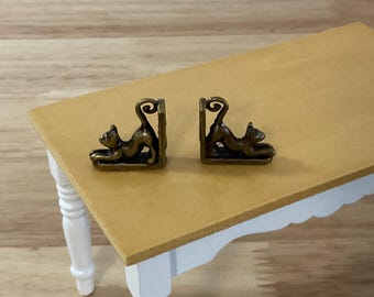 Miniature Pair of Cat Bookends 1:12 Scale