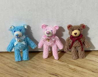 Miniature Teddy Bear Multiple Colors 1:2 Scale
