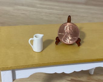 Miniature White China Straight Jug or Pitcher 1:24 Scale