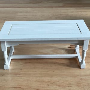 Dollhouse Miniature White Rectangle Farmhouse Country Table Kitchen or Dining 1:12 Scale
