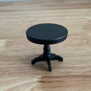 Dollhouse Miniature Black Round Side End Table Living Room or Bedroom 1:12 Scale