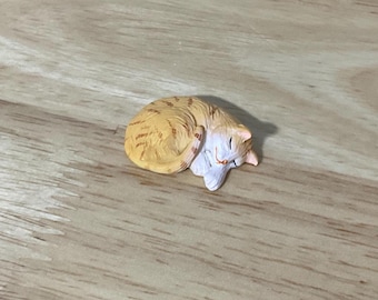 Miniature Ginger Sleeping Tabby Cat 1:12 Scale