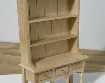 Miniature Cabinet/Hutch - Unfinished Wood, 1:12 Scale