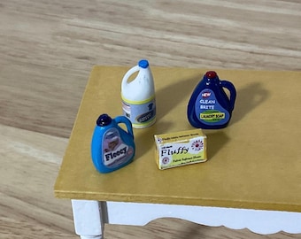Miniature 4 Piece Set of Laundry Detergent 1:12 Scale