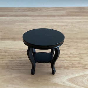Round Side Table Black Miniature Dollhouse Furniture 1:12 Scale