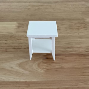 Miniature White End Table 1:12 Scale