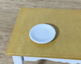 Miniature White Ceramic Dinner Plate, Kitchen or Dining 1:12 Scale