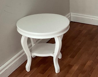 Dollhouse Miniature Living Room Bedroom White Round Side End Table 1:12 Scale