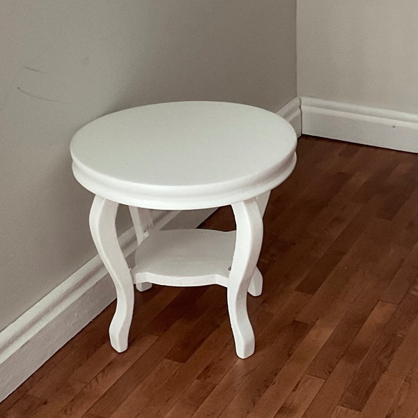 Dollhouse Miniature Living Room Bedroom White Round Side End Table 1:12 Scale