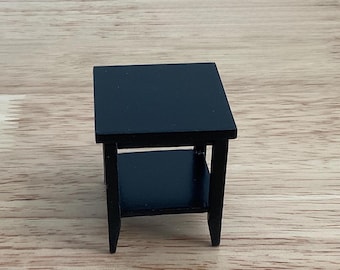Dollhouse Miniature Black Side Table, - Farmhouse, Modern or Contemporary, 1:12 Scale