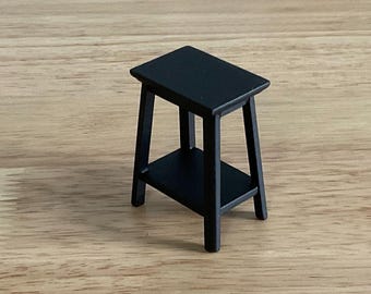 Miniature Black Fern or Plant Stand, Side or End Table, 1:12 Scale