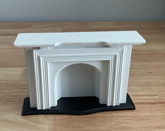 Miniature White Fireplace with Black Hearth 1:12 Scale