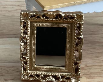 Miniature Rectangle Mirror with a "Gold" Finish, 1:12 Scale