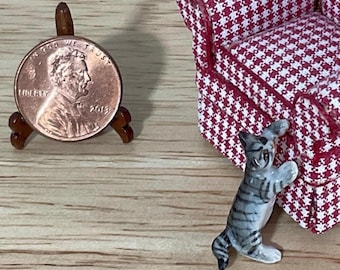 Miniature Gray Tabby Cat 1:24 Scale Standing Pose