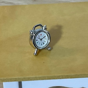 Miniature Silver Alarm Clock for Bedroom 1:12 Scale