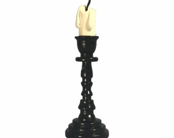 Dollhouse Miniature Single Tall Black Candlestick for Halloween 1:12 Scale