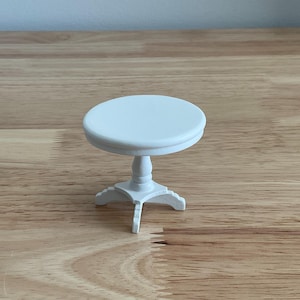 Dollhouse Miniature White Round Side End Table Living Room or Bedroom 1:12 Scale