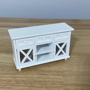 Miniature Ashley White Buffet or Server Table - Dining Room, 1:12 Scale