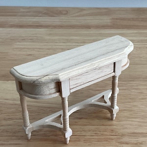 Miniature Console, Foyer or Hall Table with Drawers Unfinished 1:12 Scale