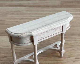 Miniature Console, Foyer or Hall Table with Drawers Unfinished 1:12 Scale