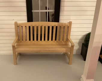 Dollhouse Miniature Unfinished Garden Outdoor Bench 1:12 Scale